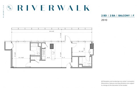 Floor plan for 2 beds, 2 baths, 833 sqft